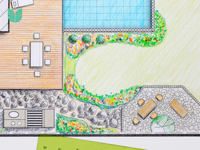 Drawing of a garden design plan
